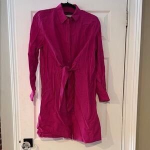 Vibrant Pink LOFT Button-Up Shirt Dress